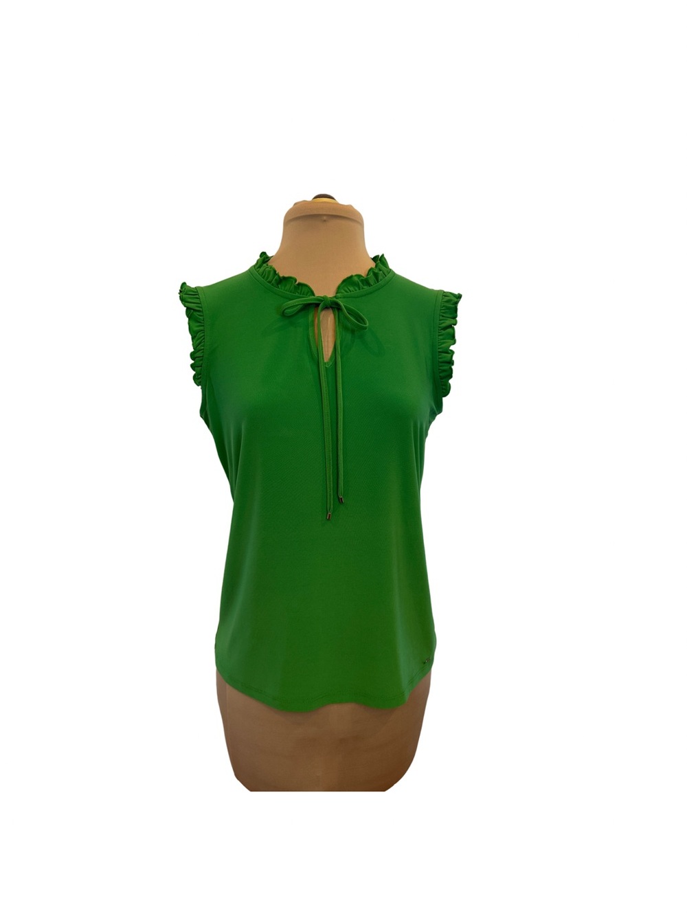 Tommy Hilfiger Green Ruffle Tie-Neck Sleeveless Top - Size S